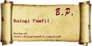Balogi Pamfil névjegykártya